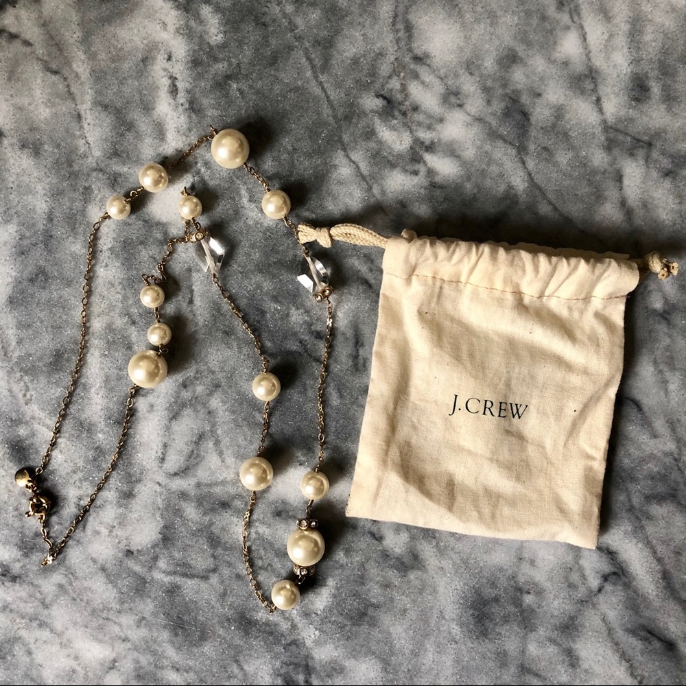 J.Crew Pearl & Jewel Gold Necklace 17” - Picture 2 of 5